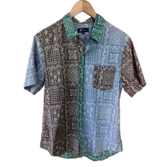 Reyn Spooner Men's Tailored Mix Media Color Block Button Down Collar Shirt M - Picture 1 of 7